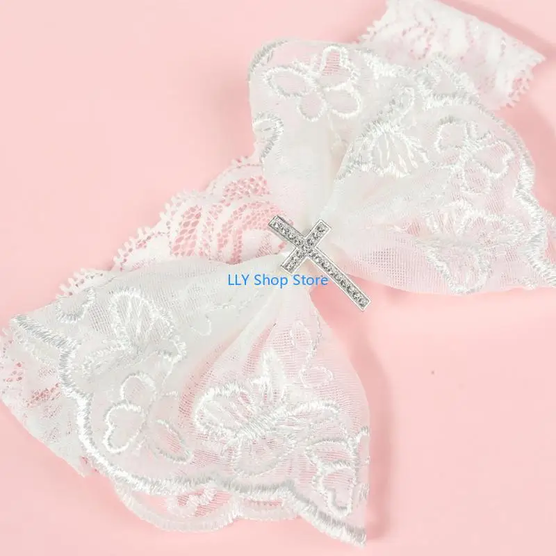 

T8UD Big Bow Hair Bands Lace Bowtie Headband Elastic Headbands Baby Photo Accessories