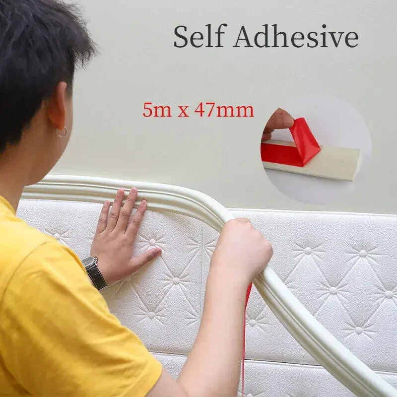 5M Self-Adhesive Border Line Wall Sticker - Soft Thick Anti-Collision Skirting for TV Background Decor, Ceiling and Wall Trim - Image 2