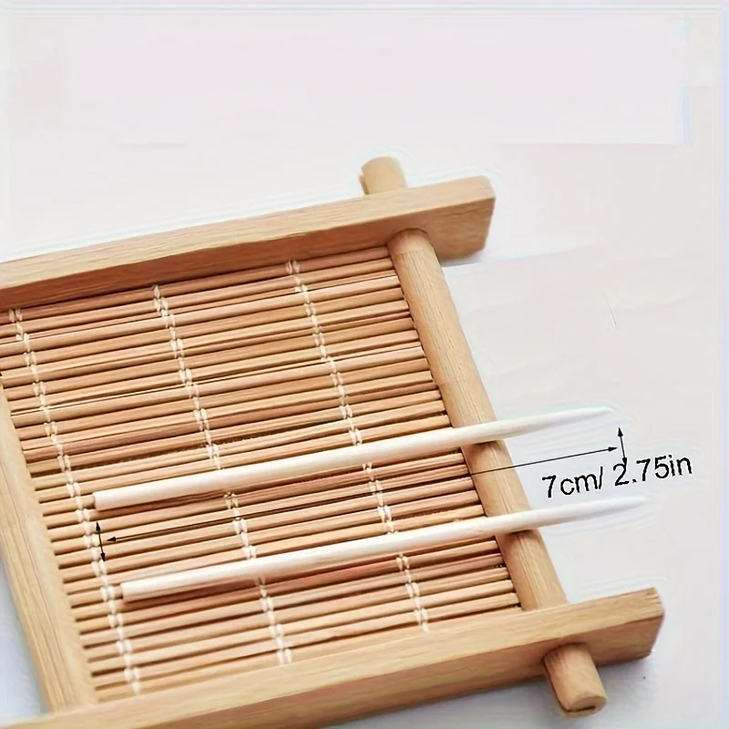 100 Buah Alat Ekstensi Bulu Mata Penyeka Kapas Kayu Mikro Tato Microblading Pembersih Stik Kayu Ujung Kuas Katun Kosmetik