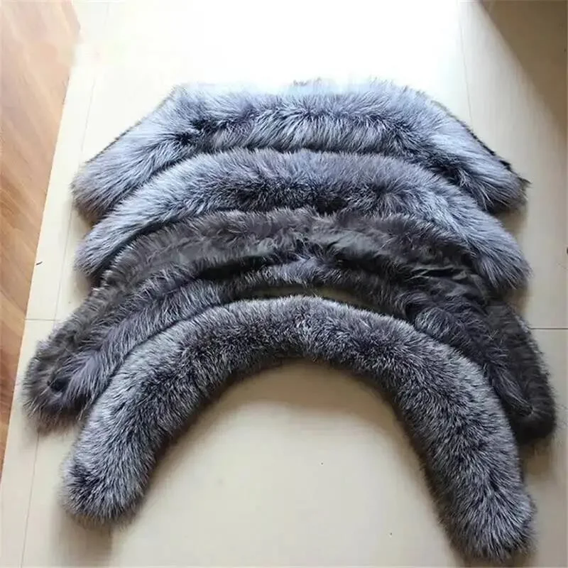 

Hot Selling Fur Collar Winter Real Fox Fur Scarf Women Silver Fox Fur Wrap QS013