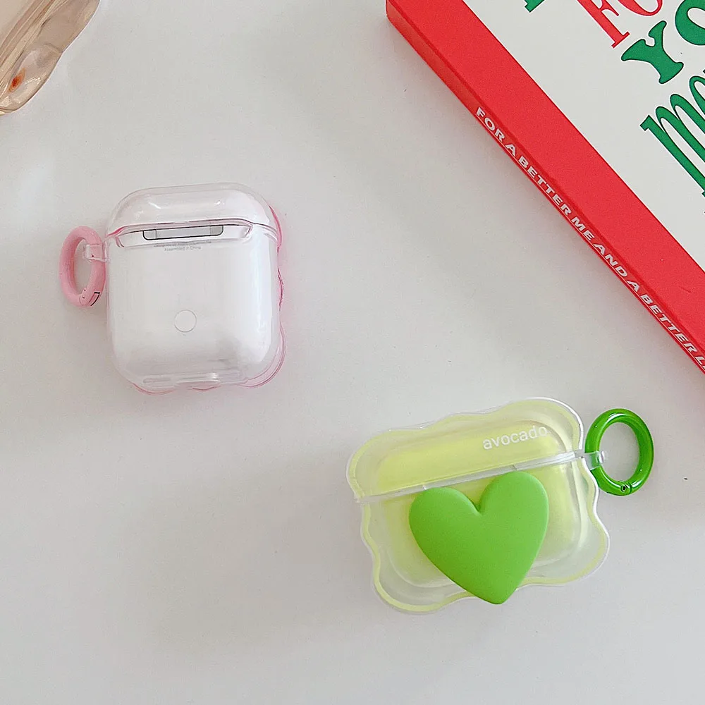 Gradient Hồng Trái Tim Tình Yêu Dành Cho Tai Nghe Apple Airpods Pro 2 3 AirPod Dễ Thương 3D Lượn Sóng Hoa Văn Thiết Kế Mềm Tai Nghe Chụp Tai Bảo Vệ bao Da Móc