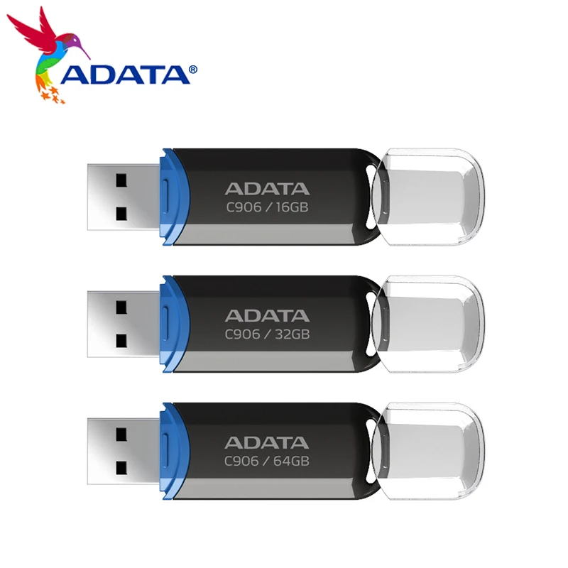 5PCS/LOT 100% Original ADATA C906 USB Flash Drive 64GB 32GB 16GB USB 2.0 Mini U Stick Pen Drive High Speed Pendrive Memory Stick