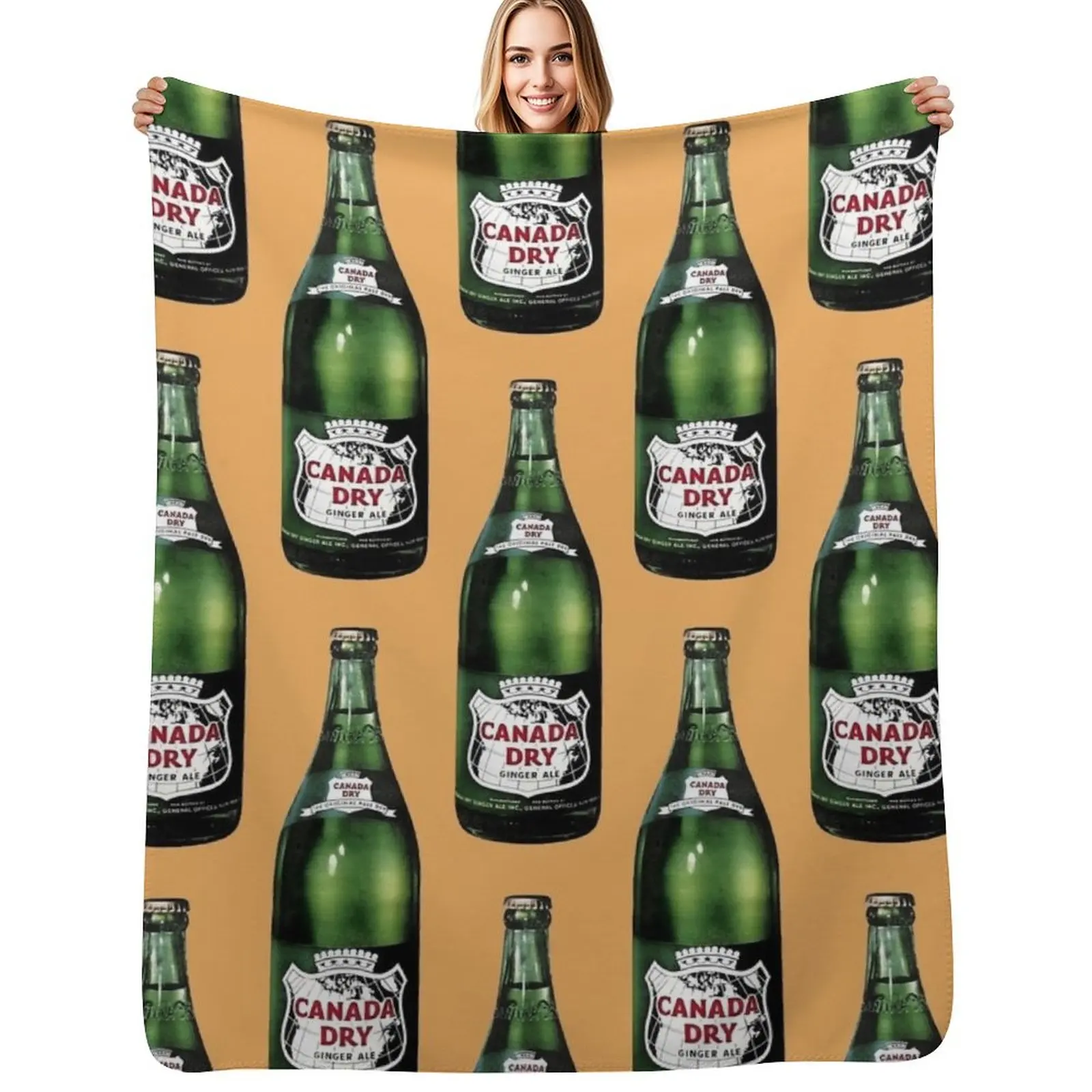 

Canada Dry Soda - Vintage style drawing Throw Blanket Plush Soft Plush Plaid Decorative Beds Thins Blanket