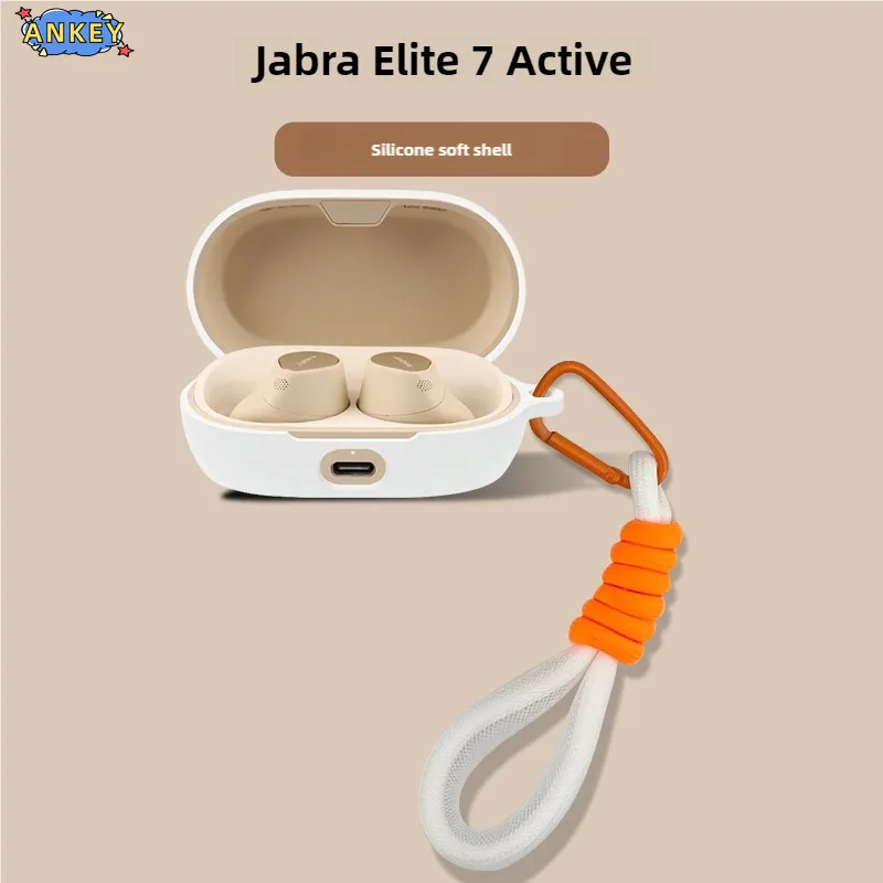 for Jabra Elite 7 Active Case Soft Protective Cover Nylon Lanyard Jabra Elite7 Pro Shells Sleeve Hand Rope Strap Accessories