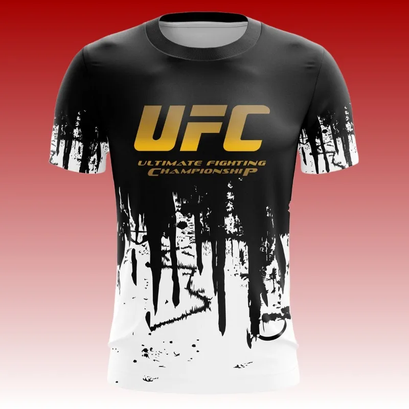 

Мужские футболки Ufc, спортивная одежда для фитнеса, быстросохнущие топы с градиентом и короткими рукавами, уличная мужская одежда для бокса, бега