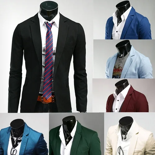 ربيع 2024 بدلة صغيرة للرجال بقصة ضيقة بلون نقي Jaet ملابس خارجية رفيعة غير رسمية Faion Urban Sle طويلة Sve زر واحد