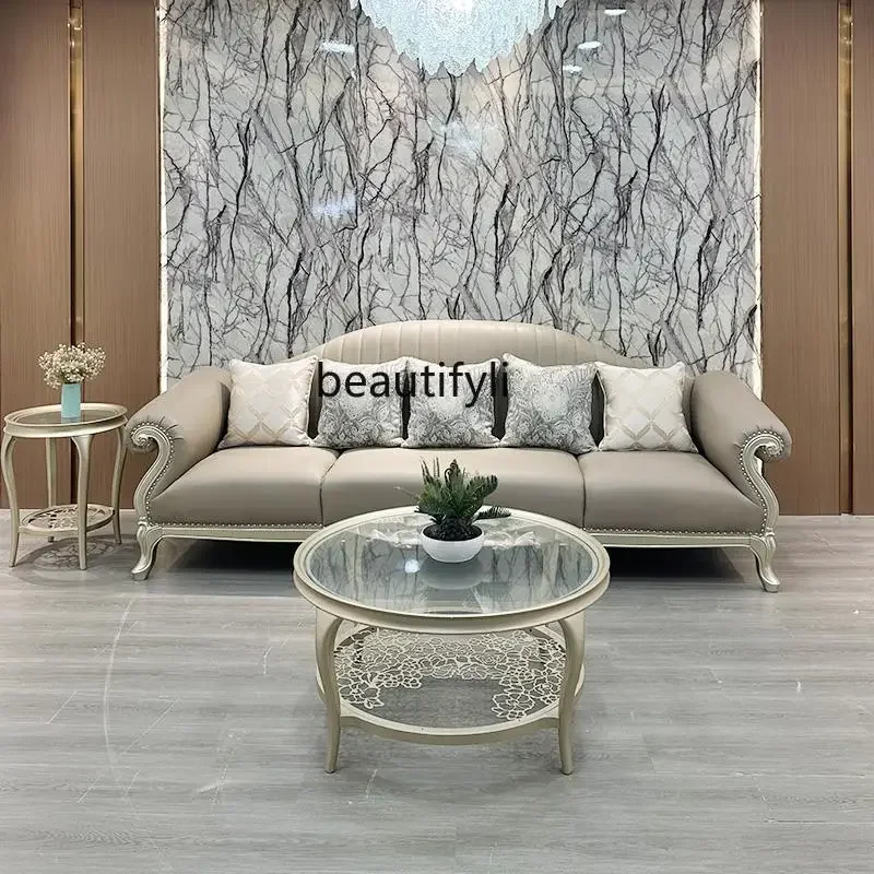 

ss K178French sofa living room combination American leather solid wood large apartment sofa