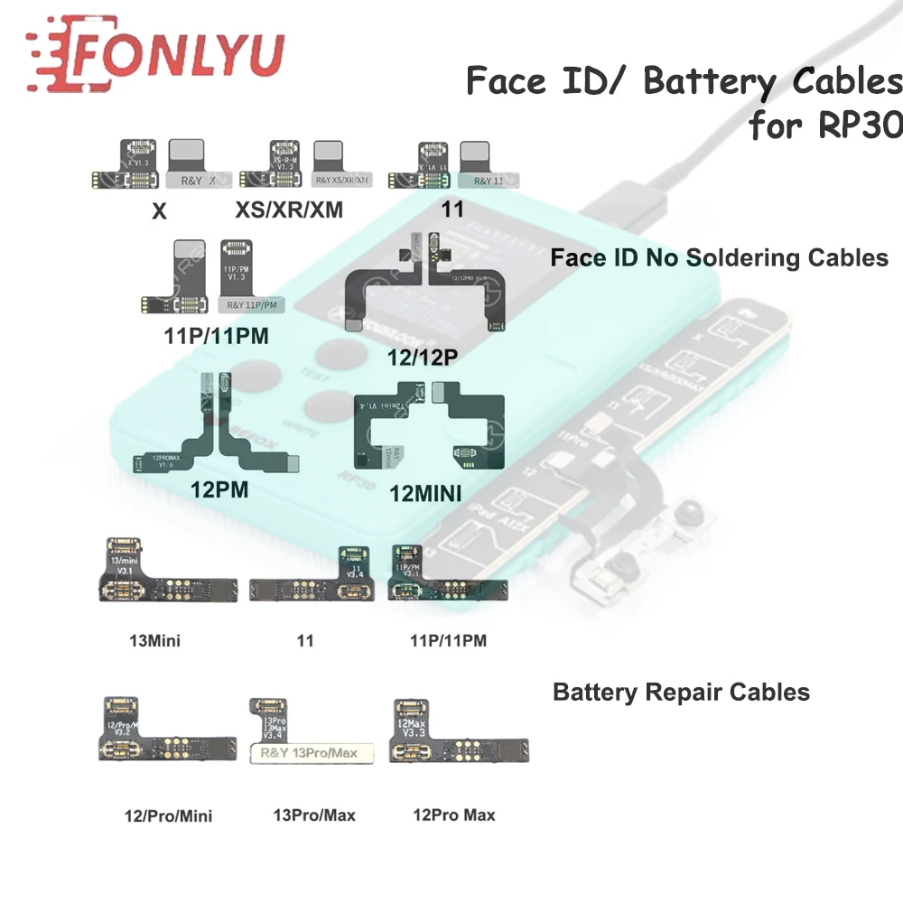 REFOX RP30 Battery Tag-on No Soldering Dot Projectors Flex Cables for iPhone 11 12 13Pro Battery Dot Matrix Face ID Repair Tools