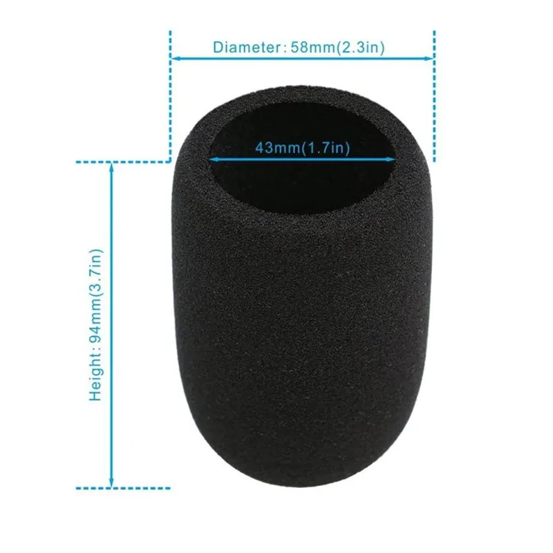 1PC Black Microphone Sleeve Blowout Covers Microphone Windproof Sponge Replacement for ATH-AT2020 ATR2500 AT2035