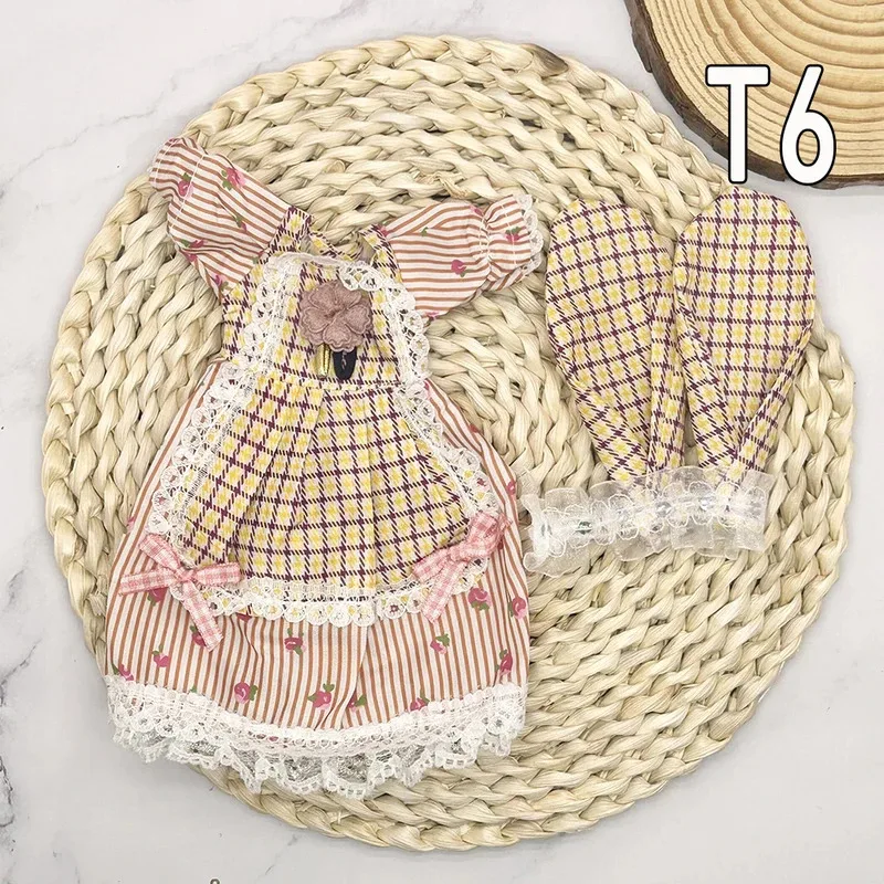 Conjunto completo de roupas de bonecas 1/6, 30cm, anime kawaii, boneca reborn, saia, chapéu, cocar, crianças, vestir-se, brinquedos de casa de bonecas diy para meninas