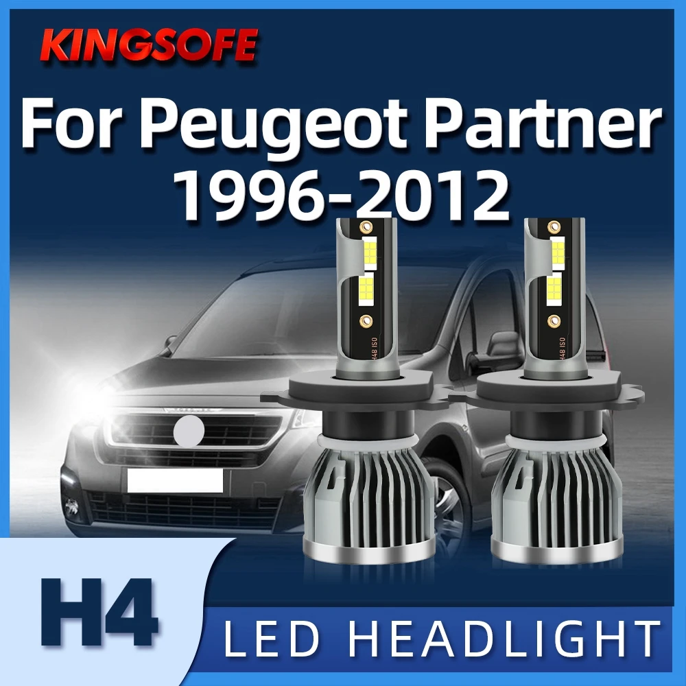 KIONGSOFE Automotive LED Car Headlight H4 Bulbs For Peugeot Partner 1996-2002 2003 2004 2005 2006 2007 2008 2009 2010 2011 2012