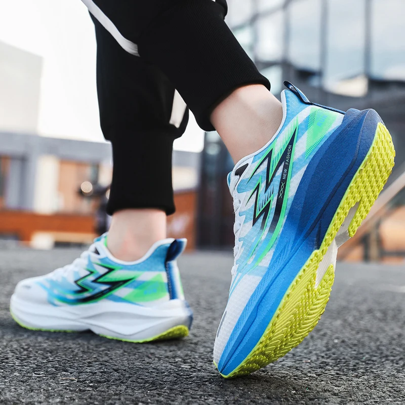 Men's Brand Running Shoes, Mesh Breathable Outdoor Lightweight Running Shoes, Fashionable Marathon Running Shoes