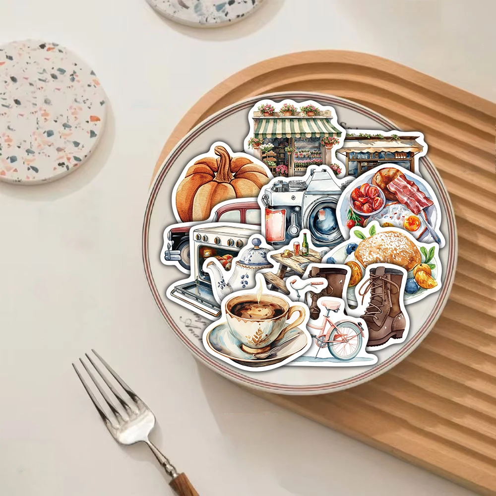 50PCS Long Holiday Print Stickers Harajuku Aesthetic Laptop Coffee Waterproof Decoration Guitar Phone Suitcase Luggage Sticker
