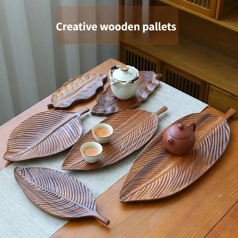 

Creative wooden tray, tea tray, walnut plate, original handmade leaf plate, household snack plate, fruit plate