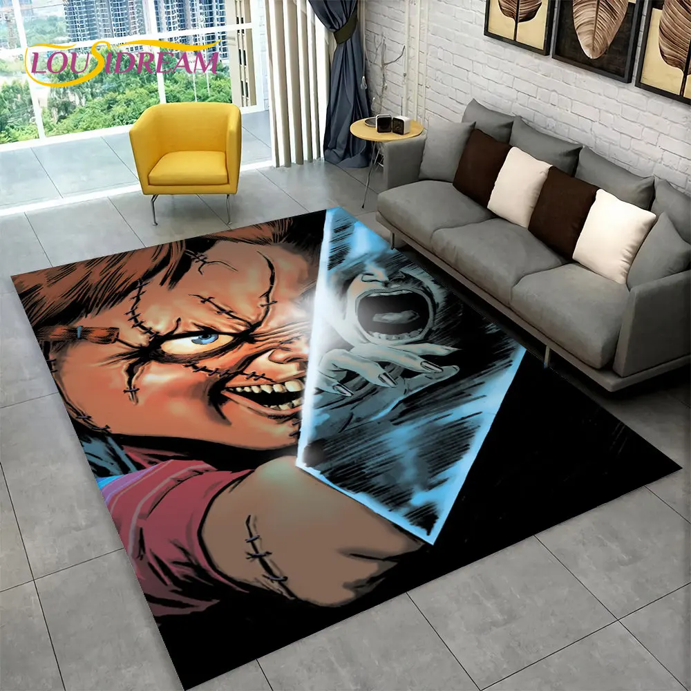 Horror Movie Character Chucky Saw Cartoon Area Rug,Carpet Rug for Living Room Bedroom Sofa Doormat Decoration Non-slip Floor Mat