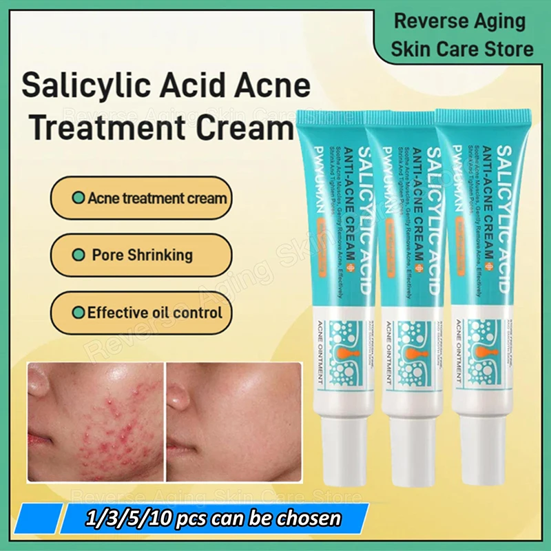 Salicylic Acid Acne Treatment Cream Repair Pimple Spots Deep Cleaning Pore Shrinking Anti-acne Oil Control Moisturizer Skin Care