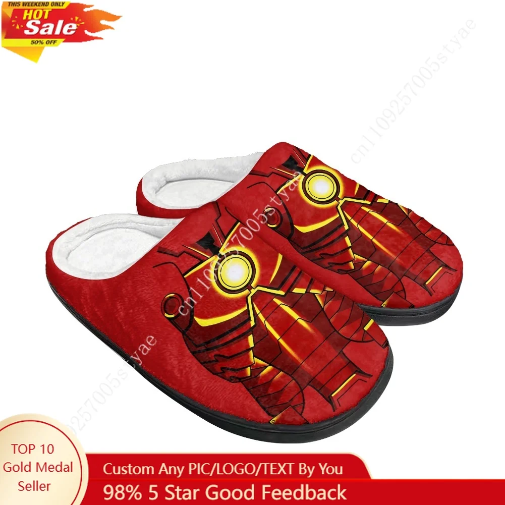 

Marvel Iron Man Tony Stark Home Cotton Slippers Mens Womens Teenager Plush Bedroom Keep Warm Shoes Custom Slipper
