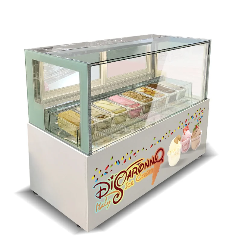 6 Pans Refrigeration Showcase Ice Cream Cake Showcase Display Freezers Bakery Display Cabinet