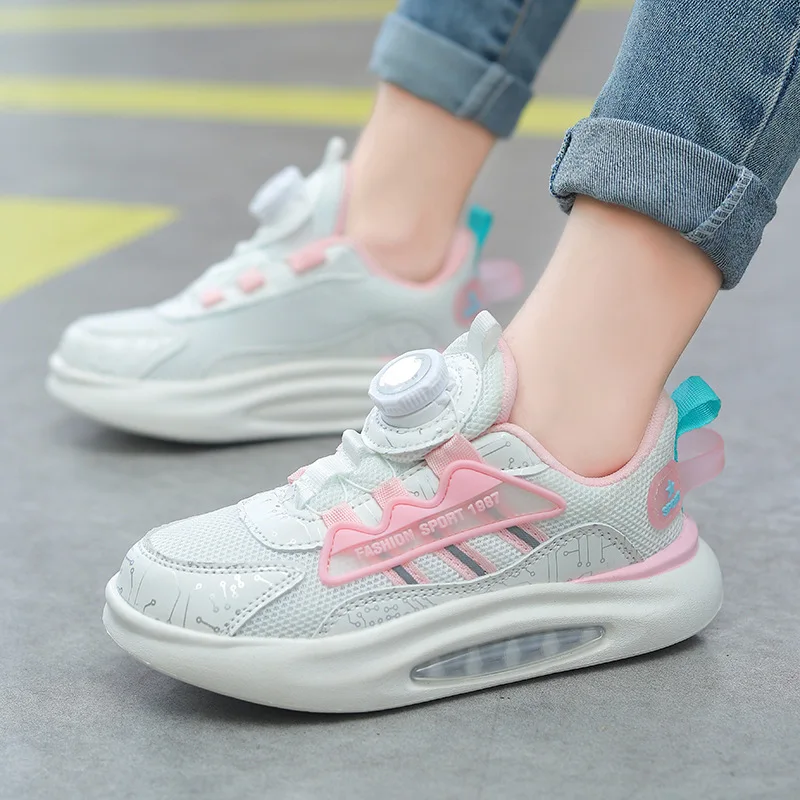 

Girls and Boys 2024 Autumn New Rotating Button Casual Shoes Versatile Trendy Board Shoes, Big Kids Soft Sole Running Shoese