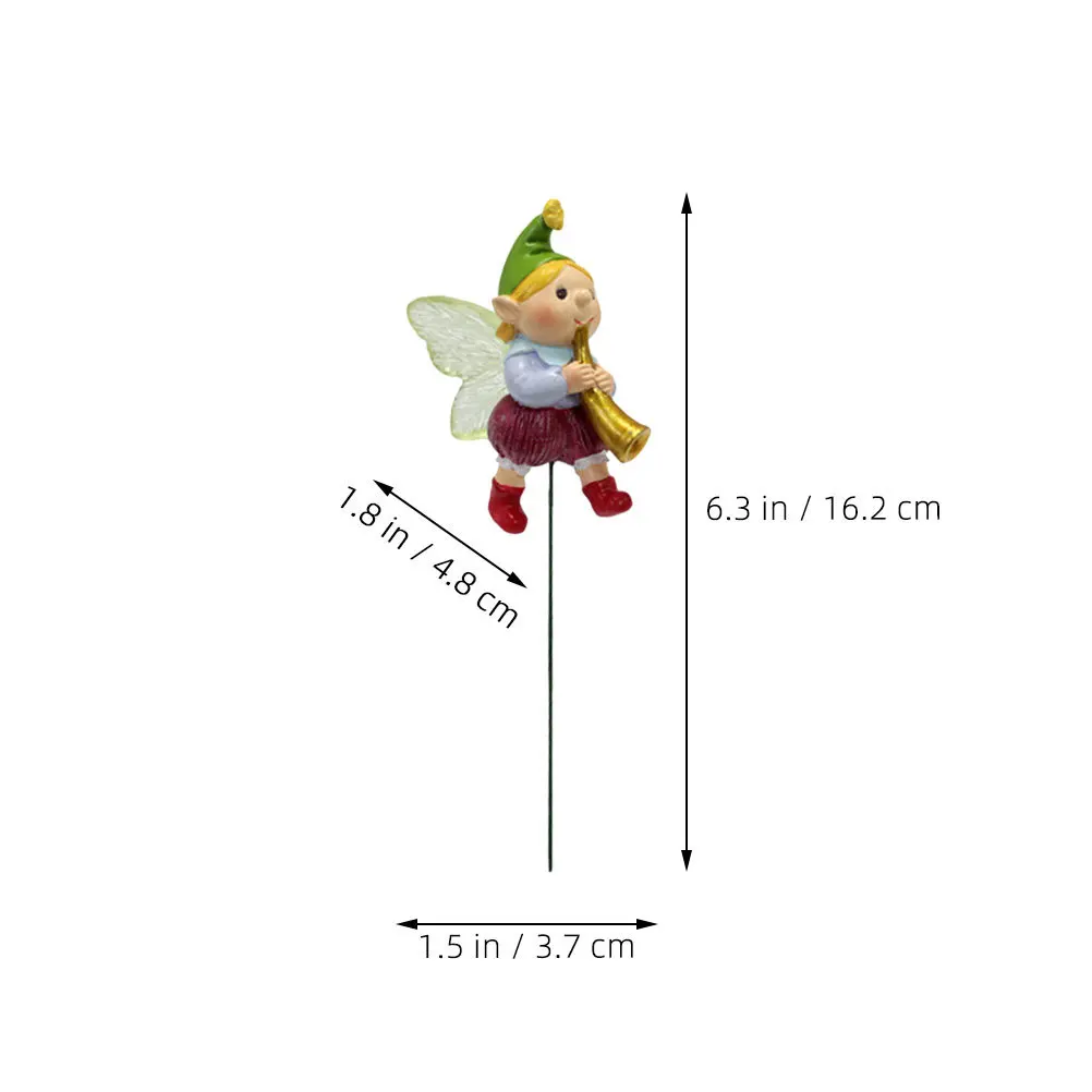 

4pcs Garden Stake Resin Lawn Decor For Outdoor Yard Patio Plant Pots Landscaping Ornament Figure Insert