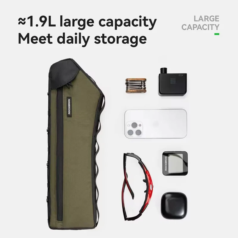 حقيبة الدراجة الإطار السفلي ركوب الخيل حقيبة محمولة 1.9L سعة كبيرة حقيبة دراجة سهلة التركيب الطبقات التخزين مريحة