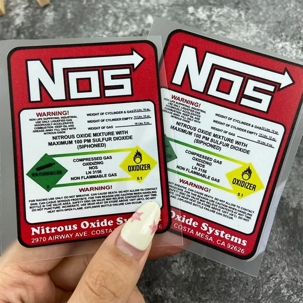 NOS Warning Motorcycle Stickers Nitrogen Acceleration Decorative for Motorbike Fuel Tank Helmet Scooter Body Vinyl Decals Decor