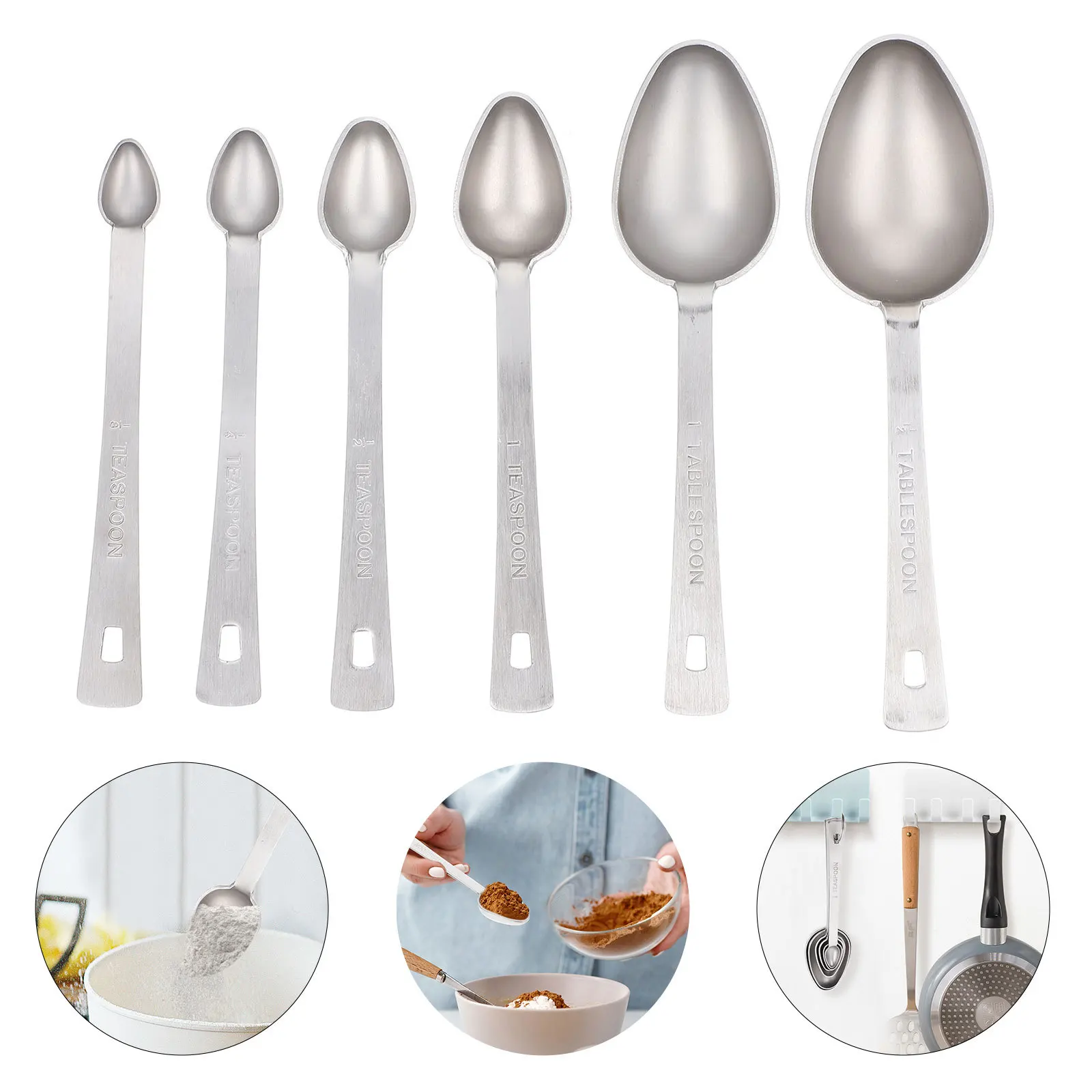 

1 set 1 Set Stainless Steel Measuring Spoons For Coffee Milk Powder Kitchen Utensil Baking Sugar Flour Creamer Dosing Tool