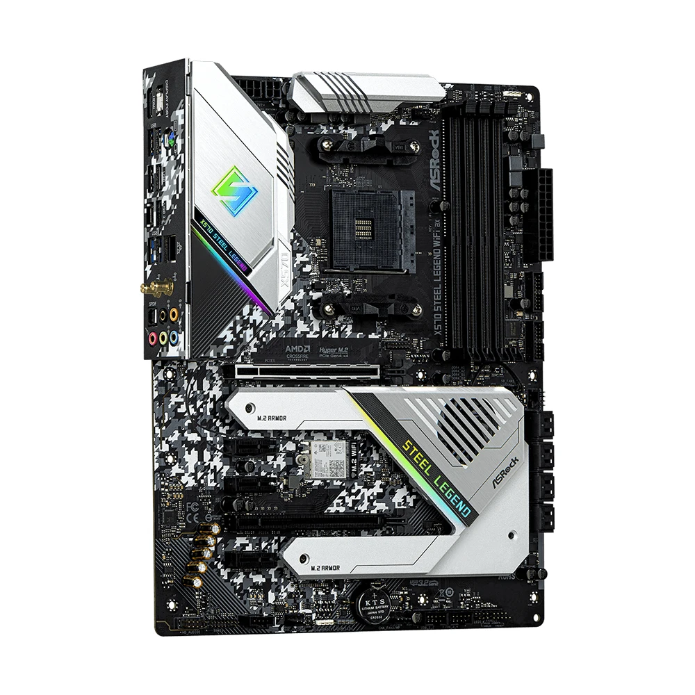 اللوحة الأم ASRock X570 STEEL LEGEND WIFI AX تدعم 5500 5600 5600X 5700X 5700x3D 5800x3D CPU 4xDDR4 128GB AMD AM4 HDMI ATX