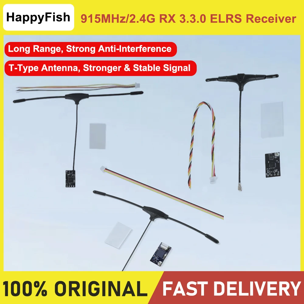 ELRS 915MHz/2.4G RX V3.3.0 ExpressLRS Receiver, T-type Antenna, WiFi Upgrade, RC FPV Traversing Drone Accessories