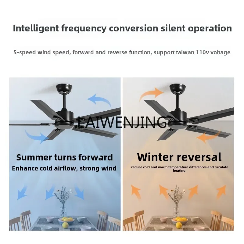 MJY large wind silent industrial wind black retro copper remote control ceiling fan dining room