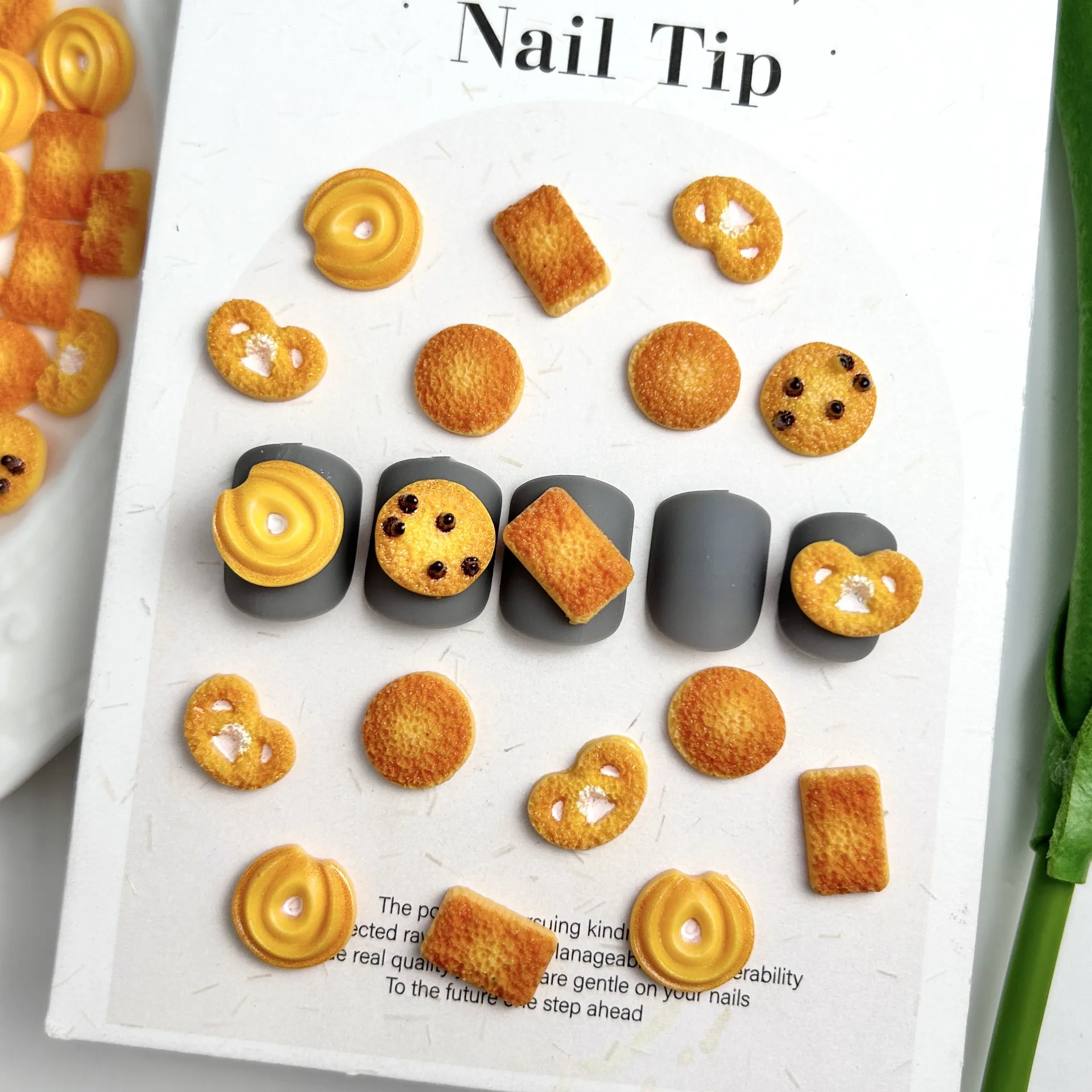 30PCS Mixed 3D Acrylic Chocolates Cookie Nail Art Biscuit Charms Kawaii Accessories Parts For Nails Decoration Supplies Material