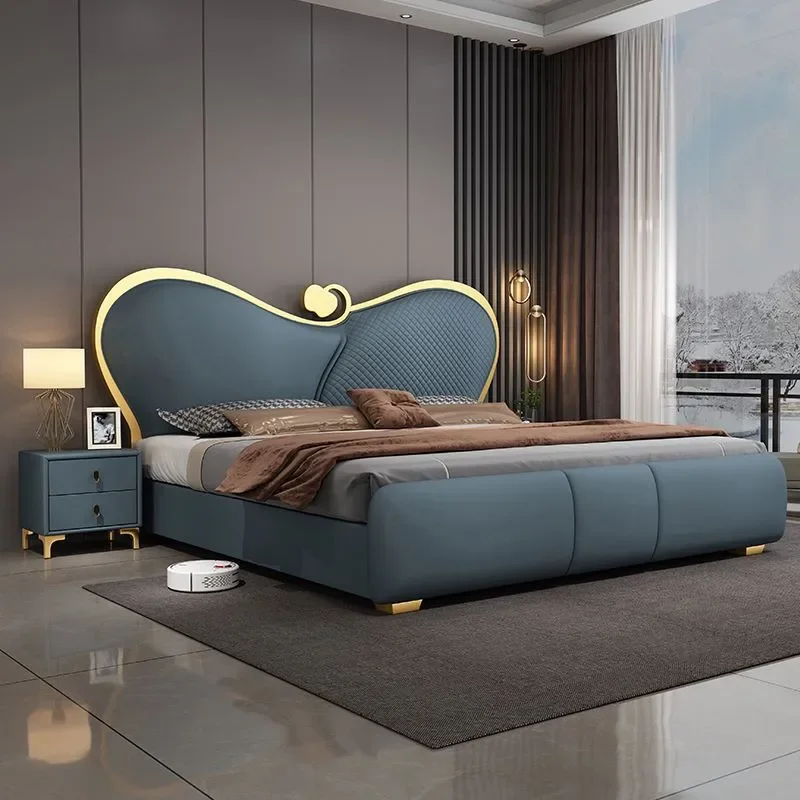 Normal Australia Double Bed Decoration Elegant Luxury Modern Double Bed Storage Floating Cama Matrimonial Furniture For Home