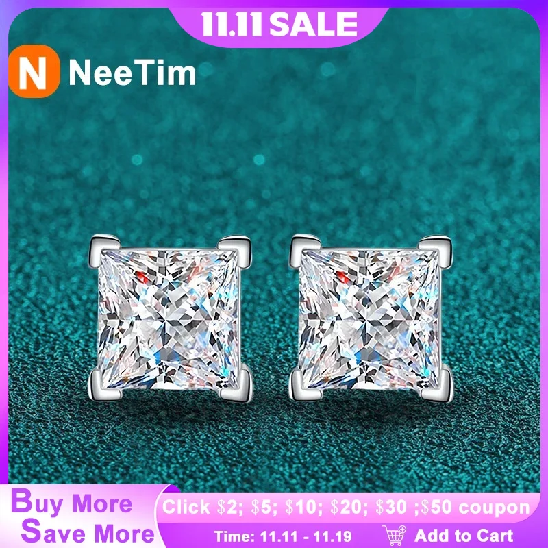 

NeeTim 1 карат D цветные серьги-гвоздики с муассанитом для женщин, роскошные ювелирные изделия, оригинальные серьги из стерлингового серебра 925 пробы с бриллиантами для свадебной вечеринки, подарок