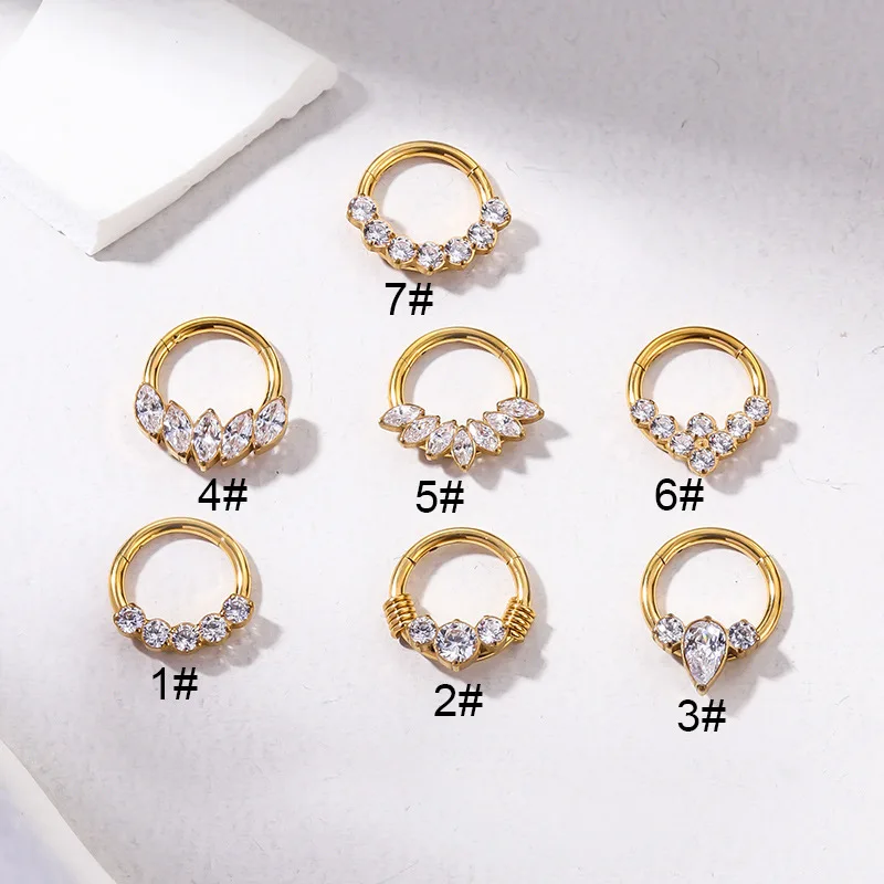 

1PC Titanium ASTM F136 Septum Nose Rings Earring Piercing Jewelry Surgical Steel Earring Seamless Hinged Segment Hoop Nose Ring