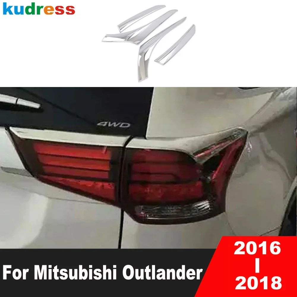 

For Mitsubishi Outlander 2016 2017 2018 Chrome Car Rear Tail Light Lamp Eyebrow Cover Trim Taillight Eyelid Strip Accessories