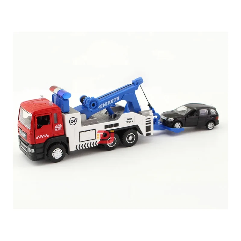 Toys Diecasts Tow Truck Set & Rescue Trailer 1:50 Alloy Model ( With One 1:64 Car) Transport Vehicle Boy\'s Gift B102