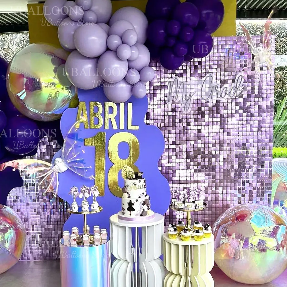 Lavender Sequin Shimmer Backdrop Panels 24/18/12pcs Pastel Light Purple Wall Panels for Birthday Anniversary Wedding Party Decor