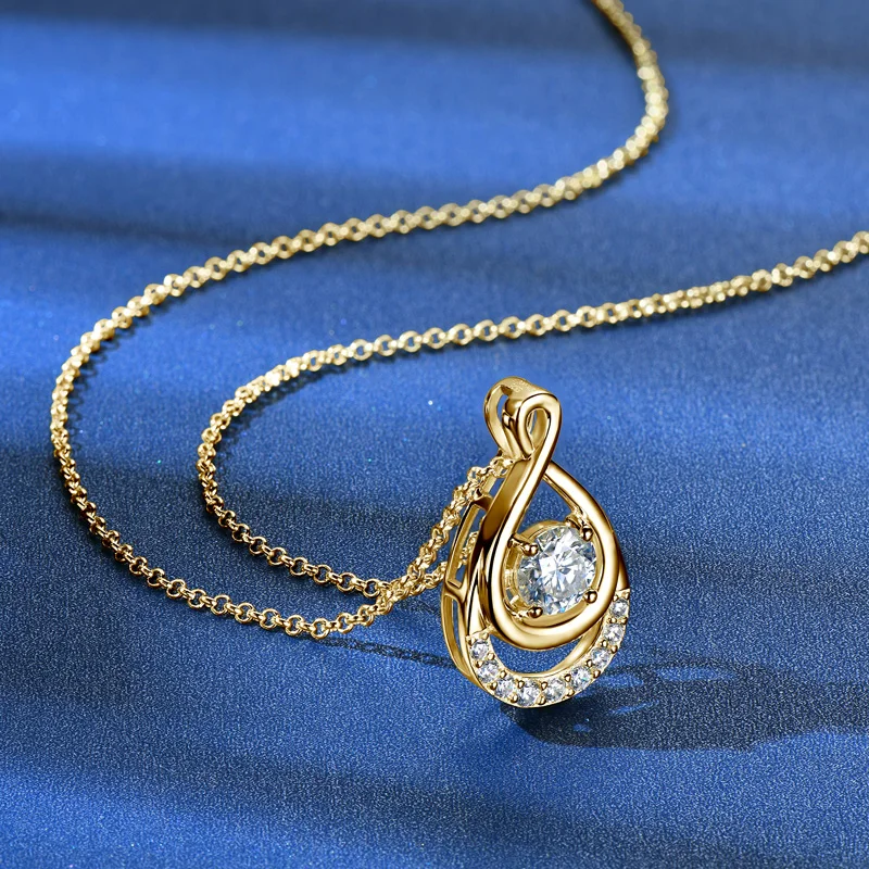 OXTAO 1.0ct 6.5 مللي متر D اللون مويسانيتي الماس S925 الفضة إنفينيتي قلادة قلادة سلسلة الترقوة قلادة خاتم هدايا مجوهرات أنيقة #3