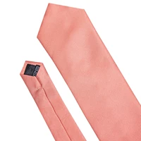 Designer Mens Tie Jacquard Necktie Pocket Square Cufflinks Set Coral Pink Solid for Male Men Wedding Busniess Party Ties Gift 2