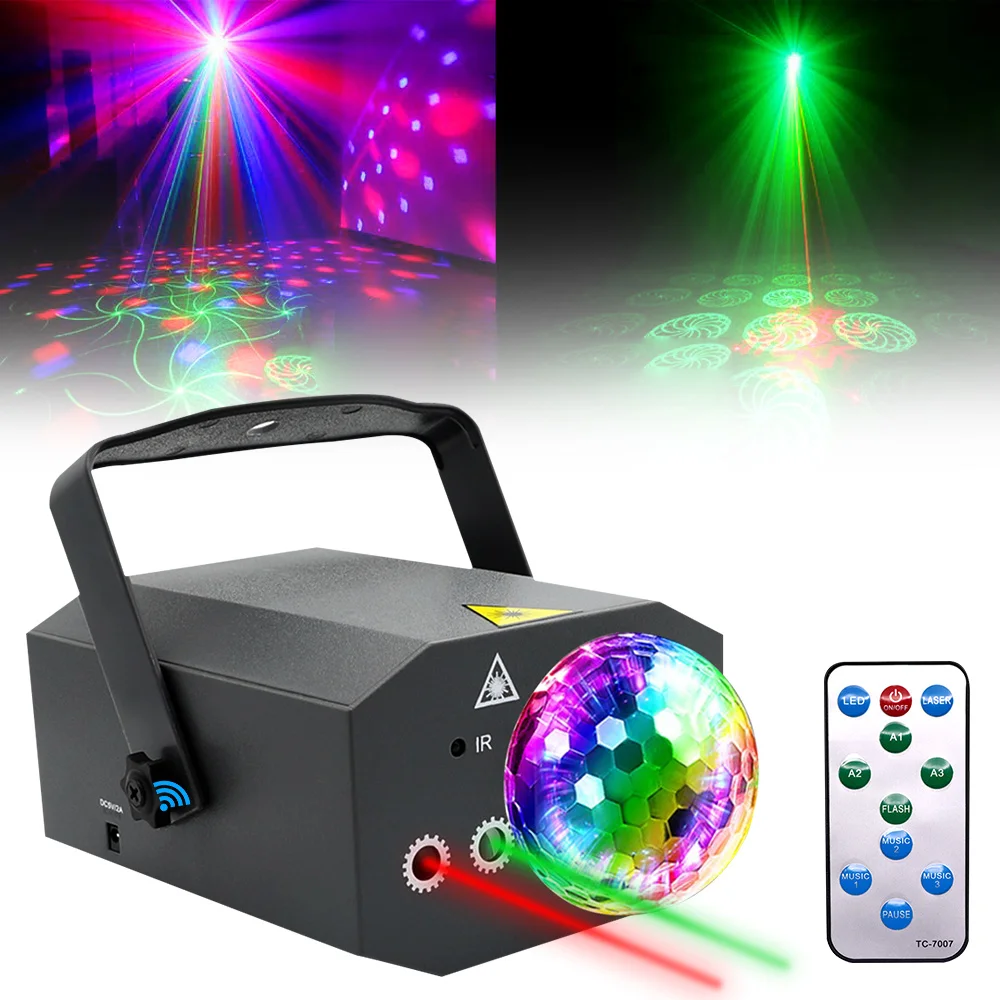 Luci per feste a casa luci a sfera da discoteca con luce Laser rosso verde blu luci di proiezione DJ Stage Effect Wedding Christmas Party Lamp