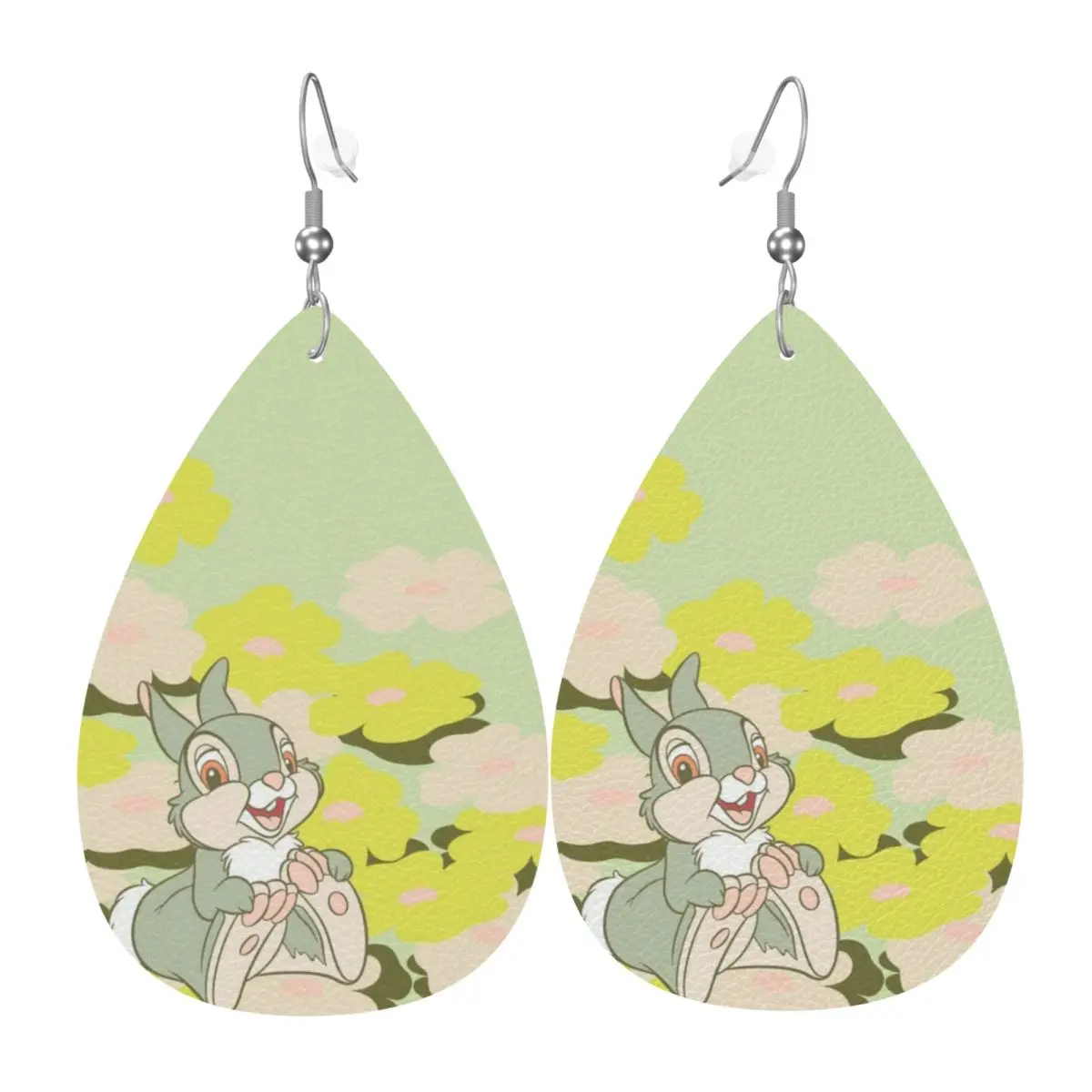 Custom Cartoon Bambi Anime Leather Earrings for Women Teardrop Dangle Earrings Jewelry Accessories