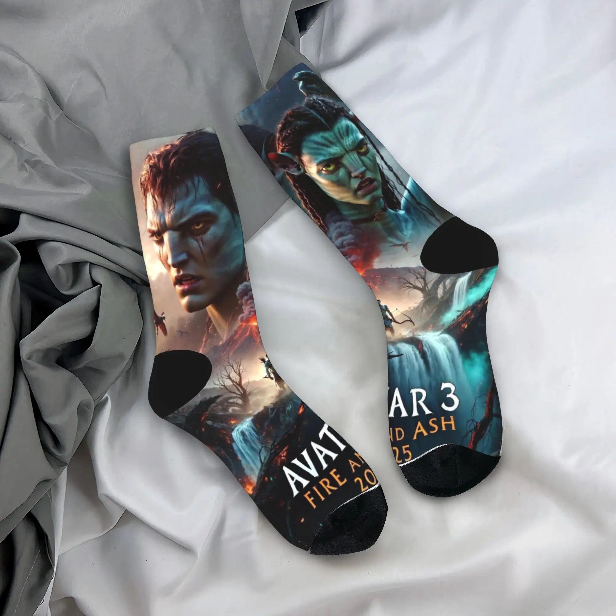

Мужские носки унисекс, аватары 3, огонь и пепел, постер фильма, чулки, нескользящие носки высокого качества, весенние уличные носки с узором в стиле ретро