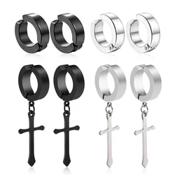 1/6 pairs No Piercing Earrings Titanium Steel Clip-on Fake Earring Round Ear Clip For Women Men Punk Party Fashion Sexy Jewelry