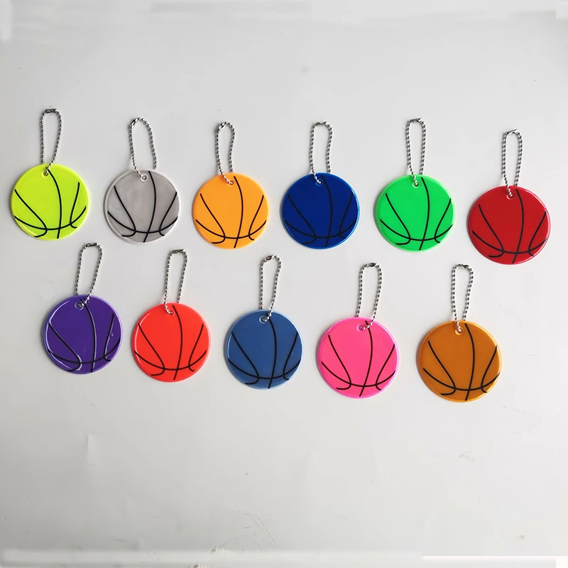 10pcs 6CM Basketball Reflective Keychain Bag Pendant Reflector Key ring Cycling And Walking At Night Safe Use of Traffic