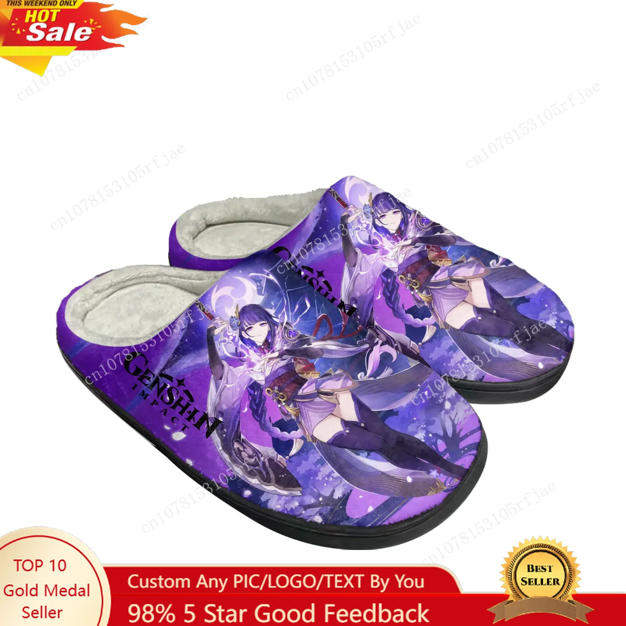 

Anime Cartoon Game Genshin Impact Home Cotton Slippers Plush Bedroom Mens Womens Casual Keep Warm Shoes Tailor Made Slipper