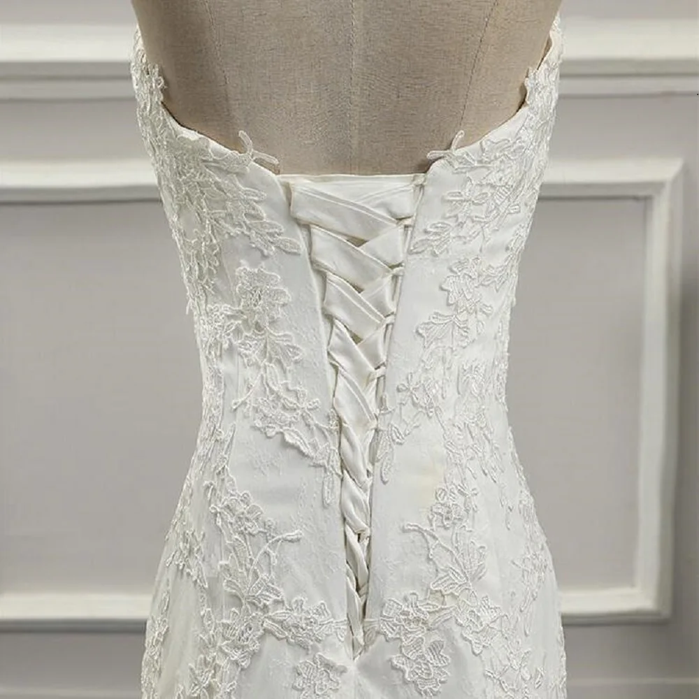 4037 Lace Wedding Mermaid Off Shoulder Sleeveless Ladies Boho Fish Elegant Princess Party Bridal Dress with Fluffy Tulle 2024