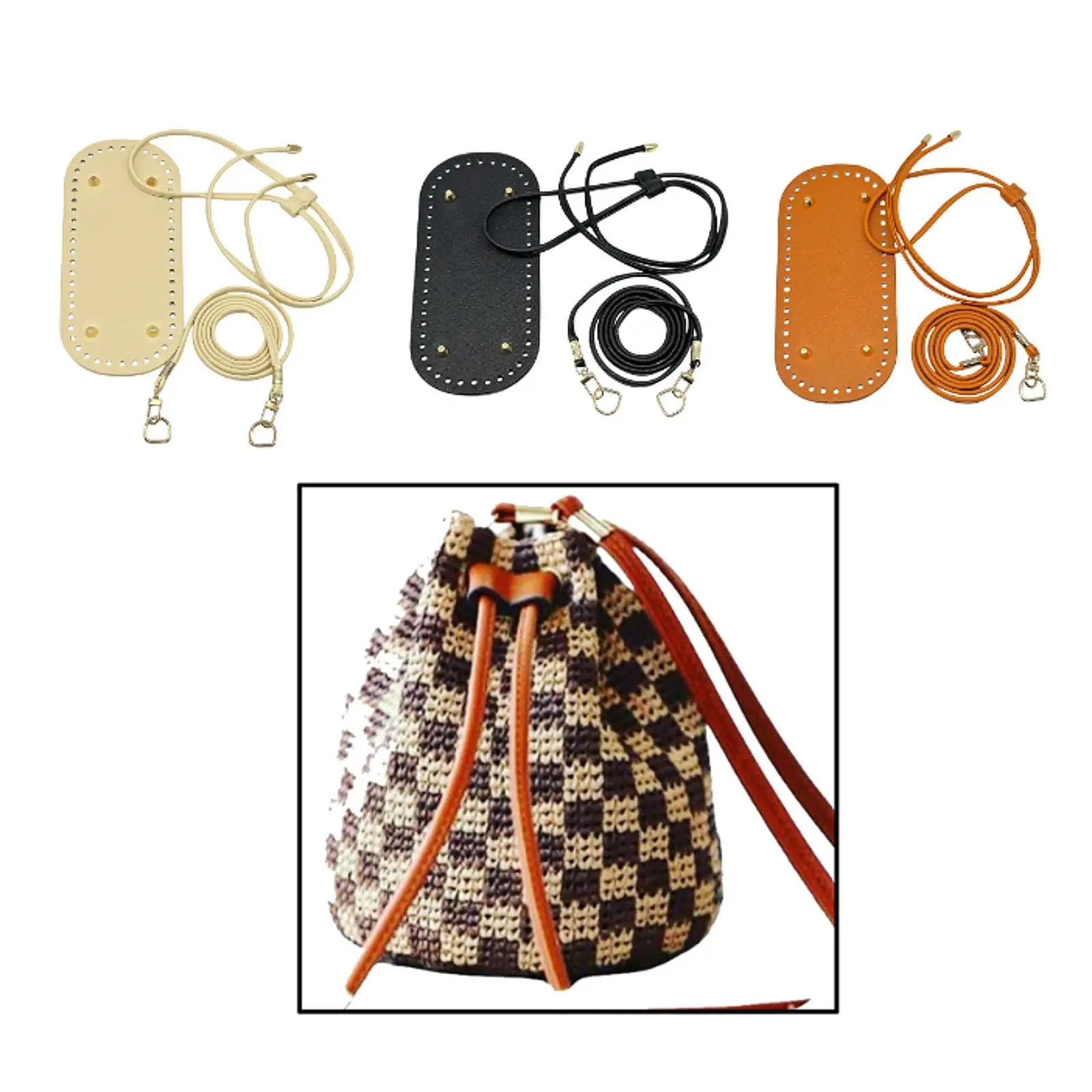 Crochet Bag Bottom with Shoulder Strap Drawstring for Shoulder Bags Tote Bag