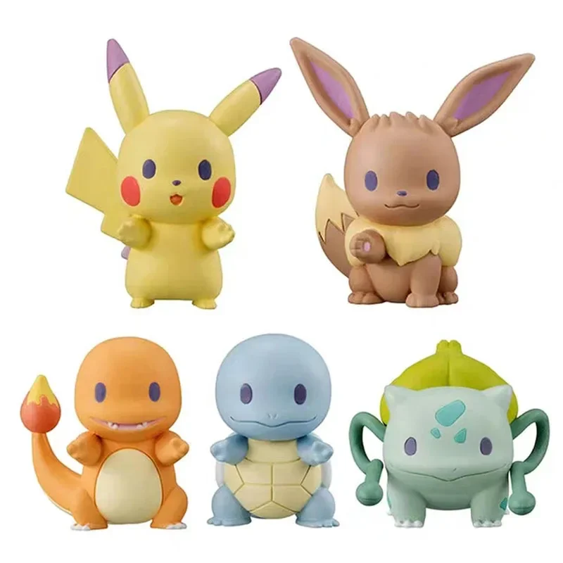 Figuras de acción de Pokémon de 3cm, colección de adornos de Pikachu de Anime, modelo de muñecas Kawaii Charmander Squirtle, juguetes para niños, regalo, 5 uds.