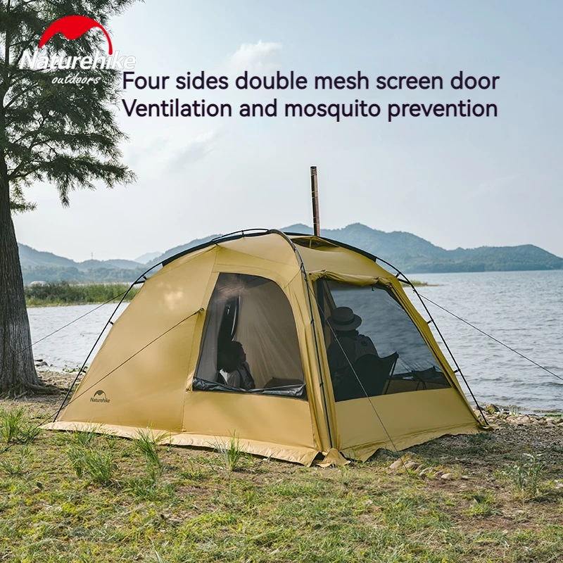 Naturehike DUNE 7.6 4-season Double Layer Modified Dome Tent for 2-4 Person Family Outdoor Camping Travel Yellow Waterproof