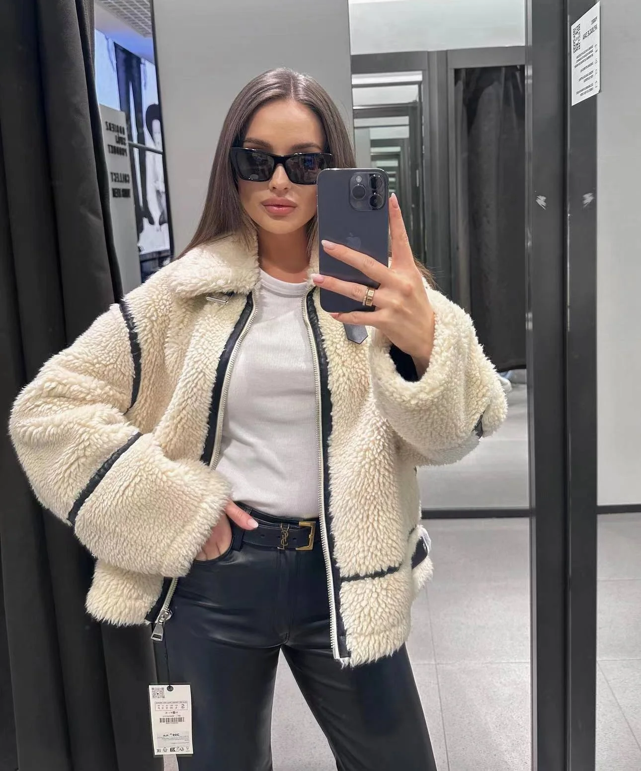 Casaco de carneiro espesso feminino, casacos artificiais de lã de cordeiro, ETJ2023 novos modelos, outono e inverno
